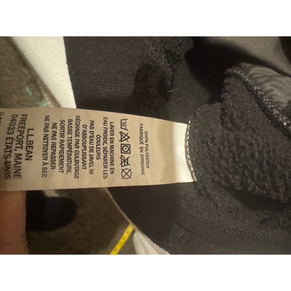 L.L. BEAN Women Small Black Fleece Pullover 1/4‎ Snap Logo Kangaroo Pocket - Picture 8 of 11